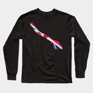 Galiano Island Silhouette in UK Flag Colours Long Sleeve T-Shirt